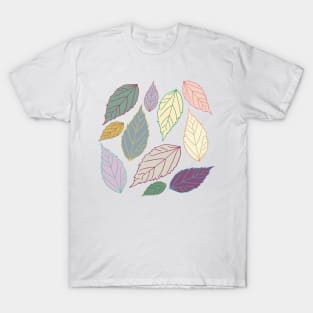 Assorted soft bright colors leaves T-Shirt